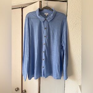 J. Jill Pale Blue Linen Blend Button-Down Shirt